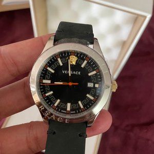 Versace Black Dial Men's Leather Watch - NWT